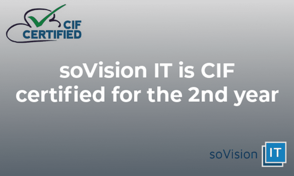 soVision IT is CIF Certified for the 2nd Year Running